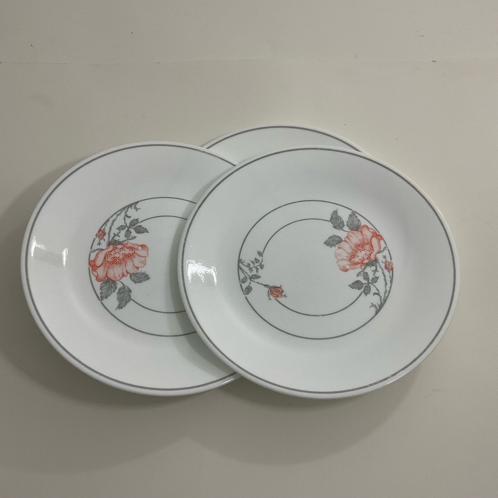 Corelle peach and gray bread plates